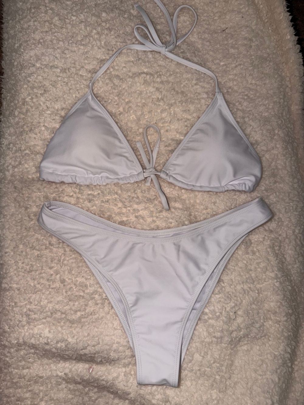SHEIN White Triangle Tie String Bikini Set